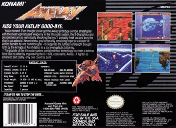 Axelay (USA) (Sample) box cover back